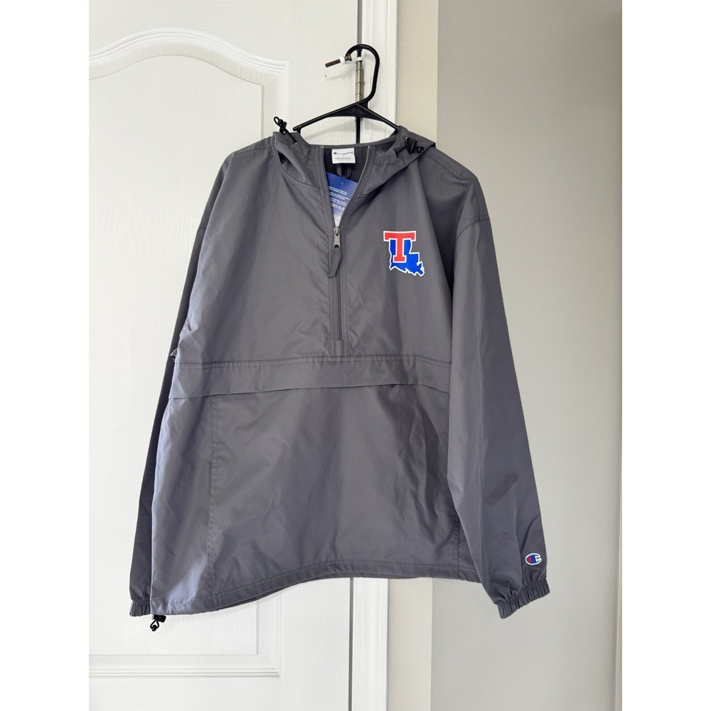 LA Tech Champion Men's L Gray Packable Water Resistant Pullover